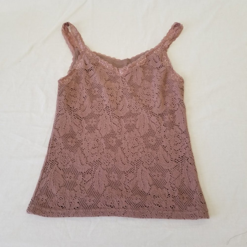 Faded Glory Lace Sleeveless Tank Tunic Top with Lace Overlay/Lining - Size Small